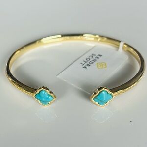 Kendra Scott Mallory Gold Cuff Bracelet in Variegated Turquoise Magnesite NWT